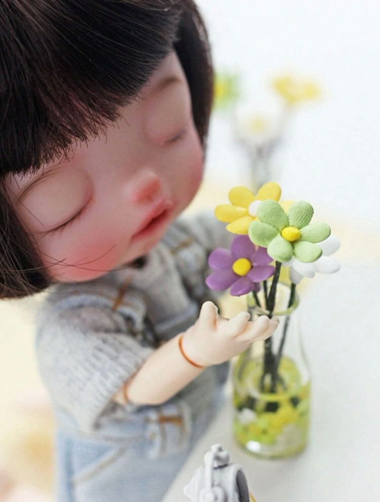 Vase of Polymer Clay Daisies