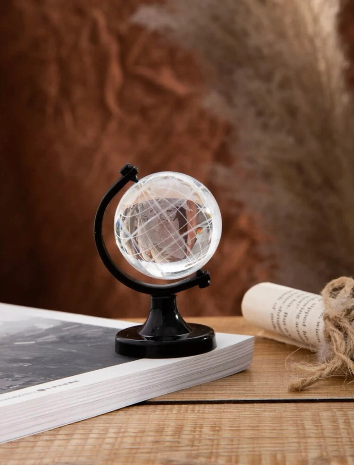 Miniature Crystal Globe with Black Stand