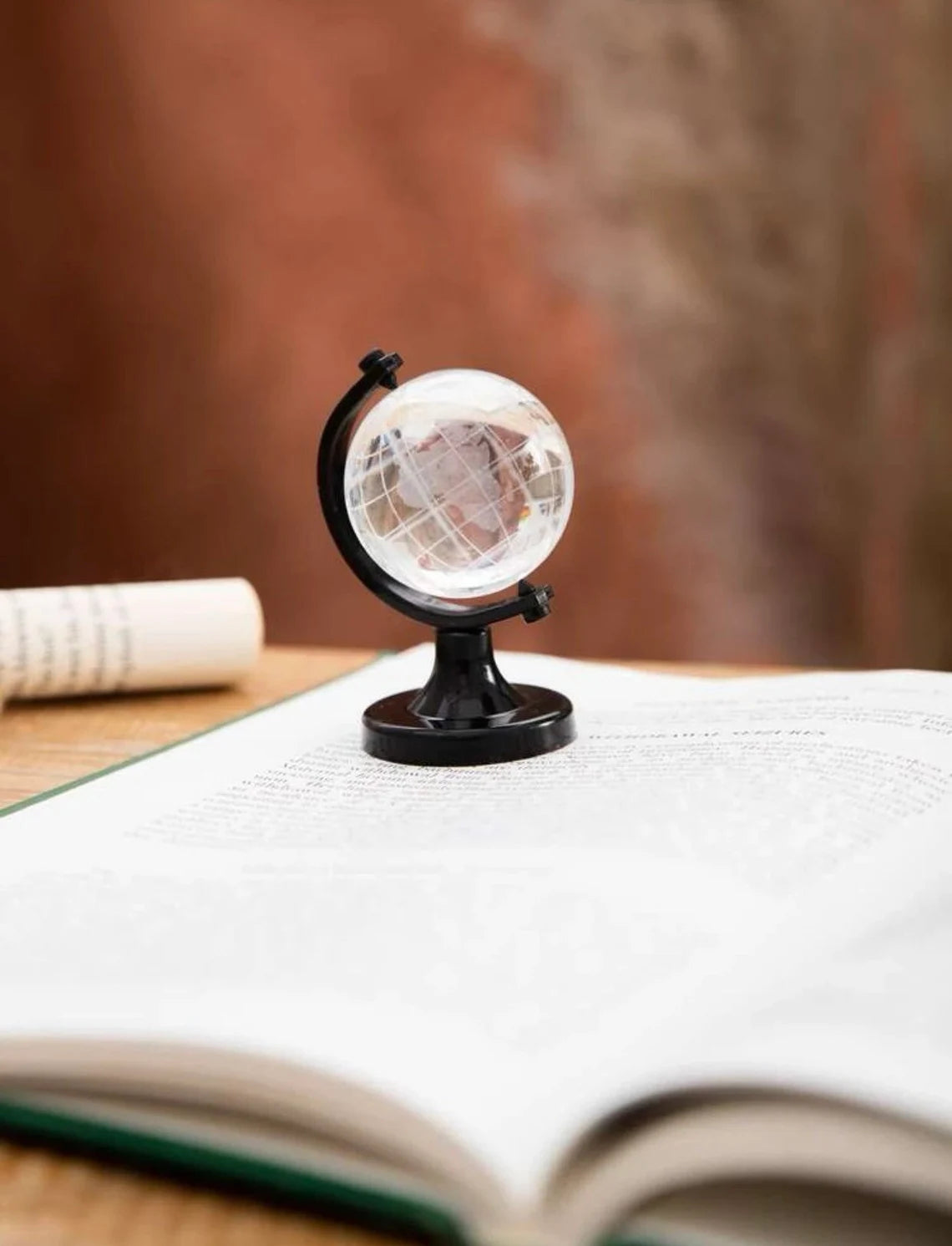 Miniature Crystal Globe with Black Stand