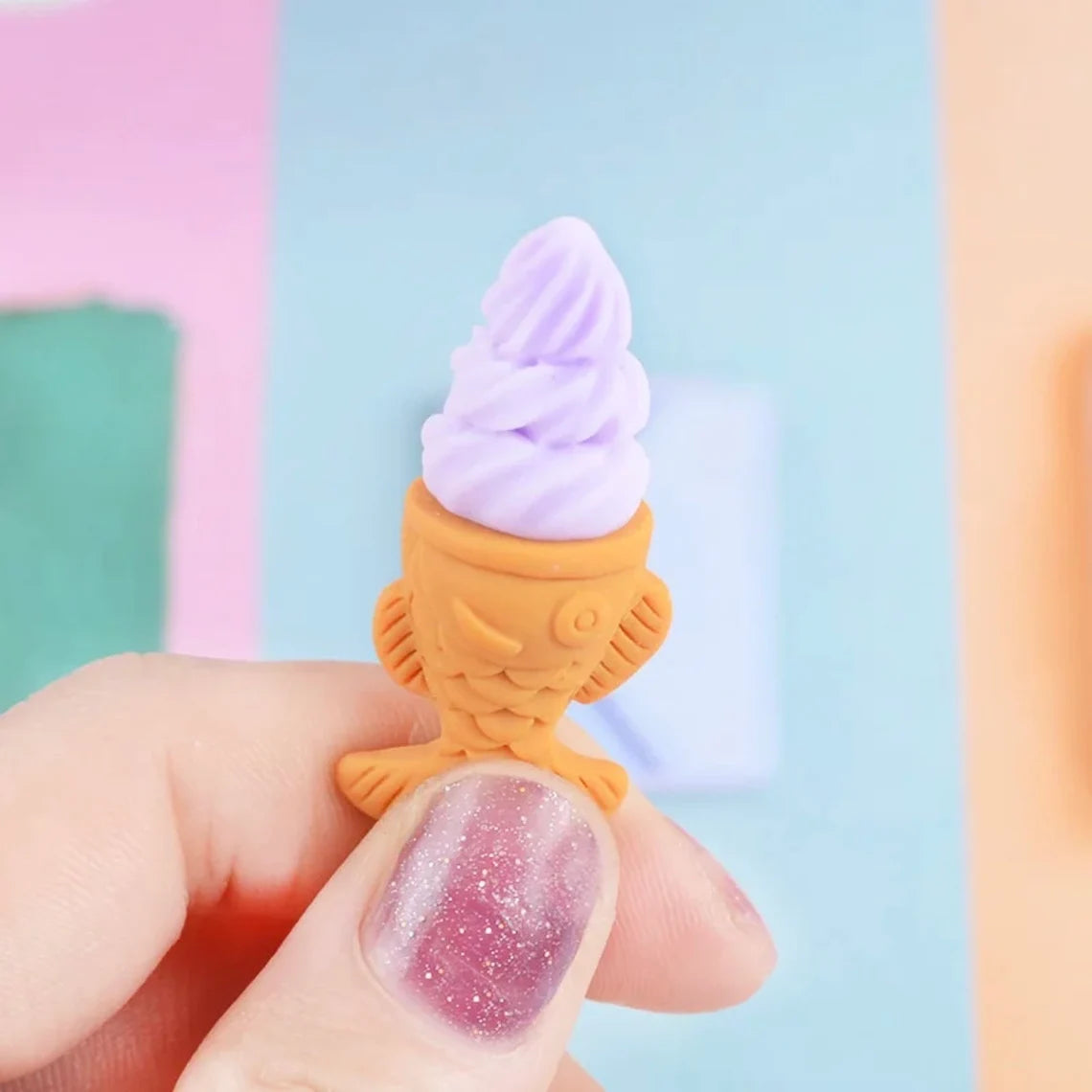 Set of 5 Taiyaki Pastel Ice Cream Fish Cones