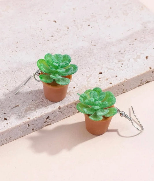 Miniature Succulents Potted Plant Earrings Set