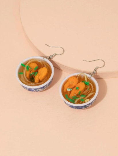 Noodle Bowl Shrimp Ramen Soup Earrings